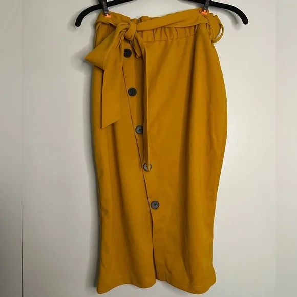 SHEIN Mustard Button-Front Pencil Skirt (M) / NWOT - Picture 4 of 6